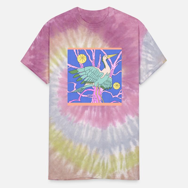 a heron on a starry night in a fantasy garden