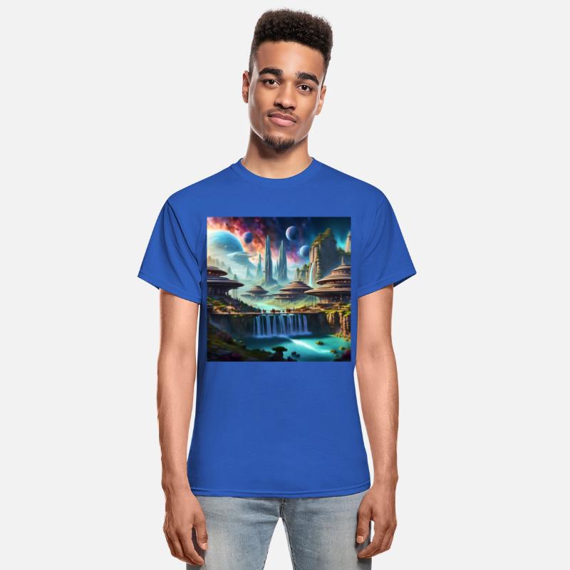 Sci-Fi World Space Alien Landscape Art UFO City