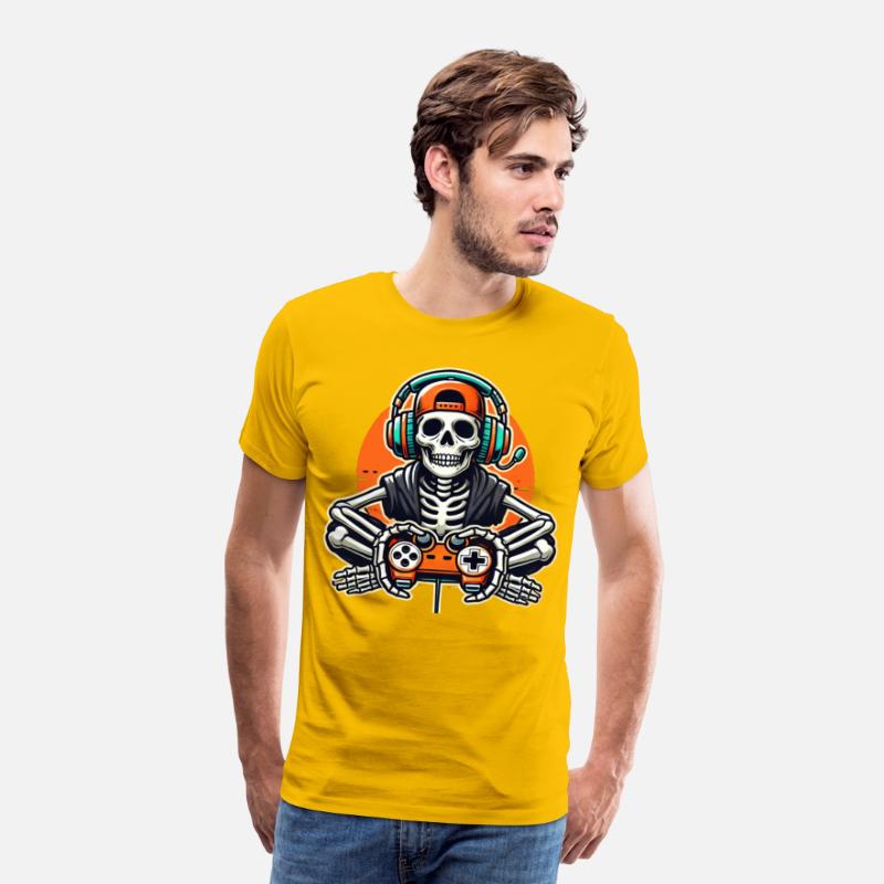 Skeleton Gamer Funny Retro Gaming Skull Art