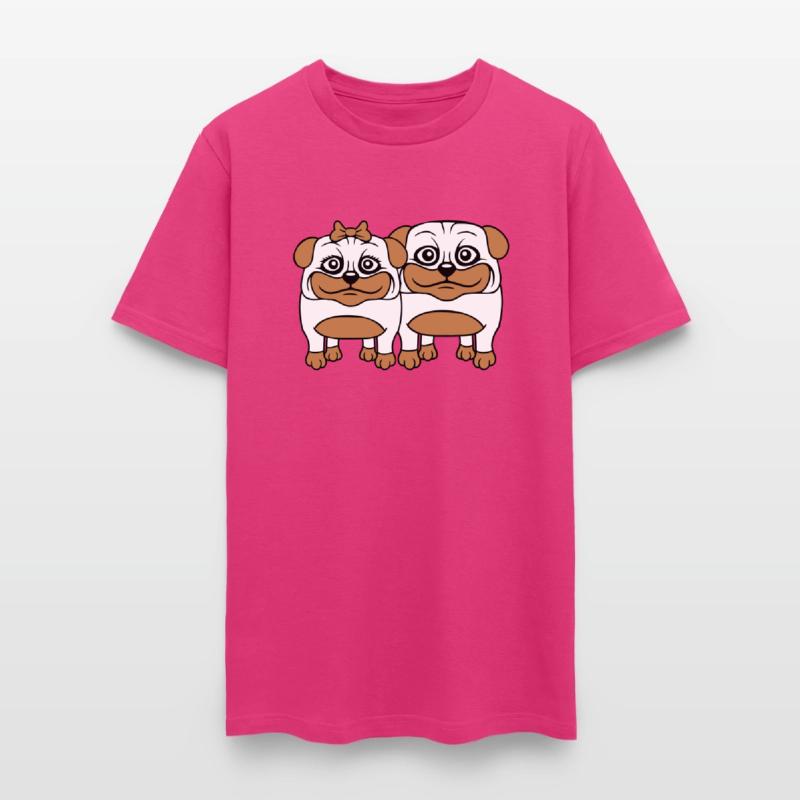 2 Dog Pug Man Woman Couple Two Love Valentines Day