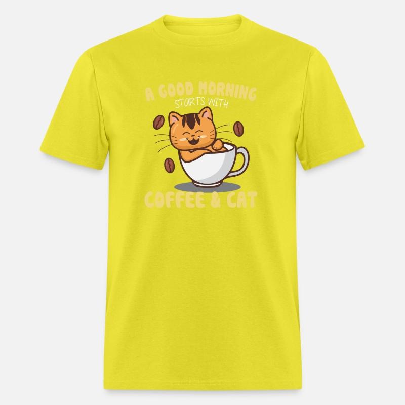 a good morning coffe and cat