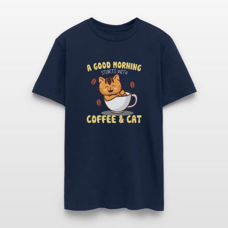 a good morning coffe and cat