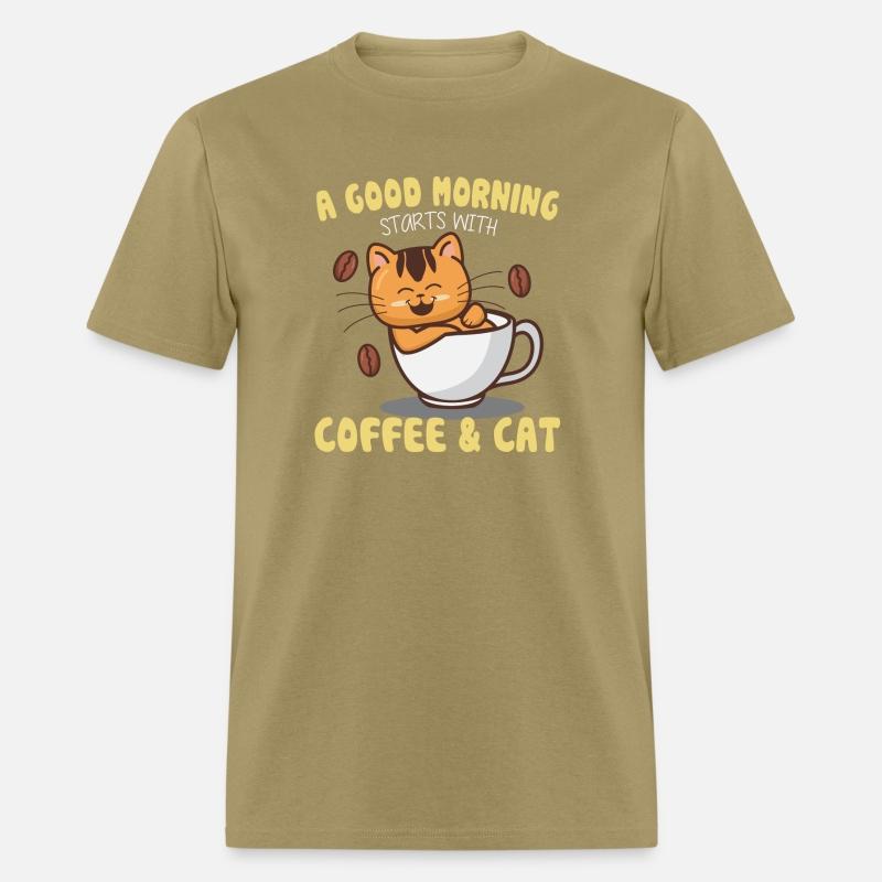 a good morning coffe and cat