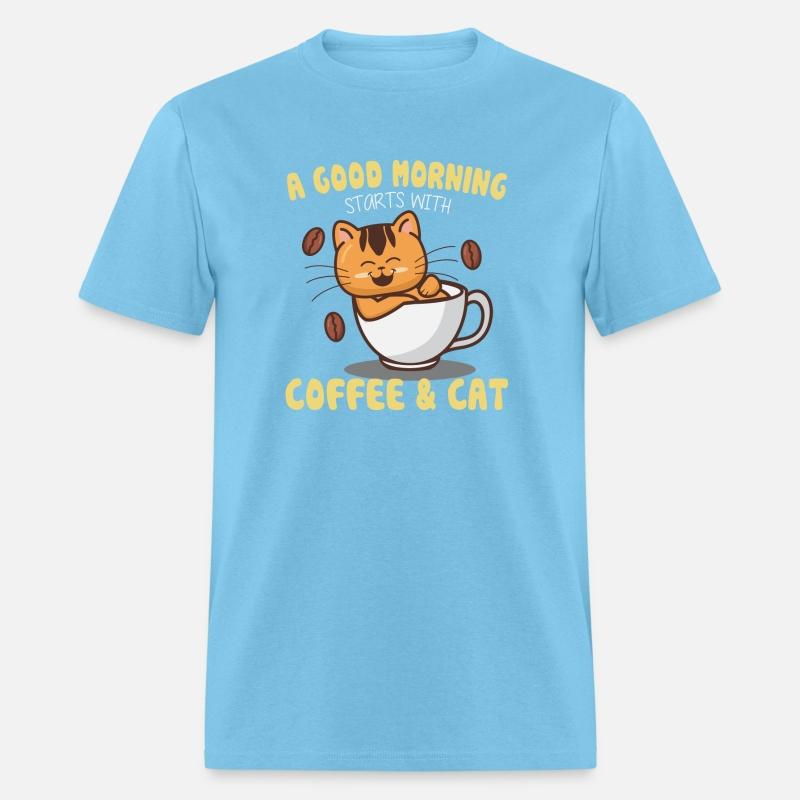 a good morning coffe and cat