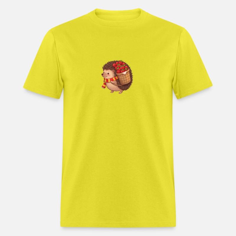 A hedgehog carrying strawberries on its back.