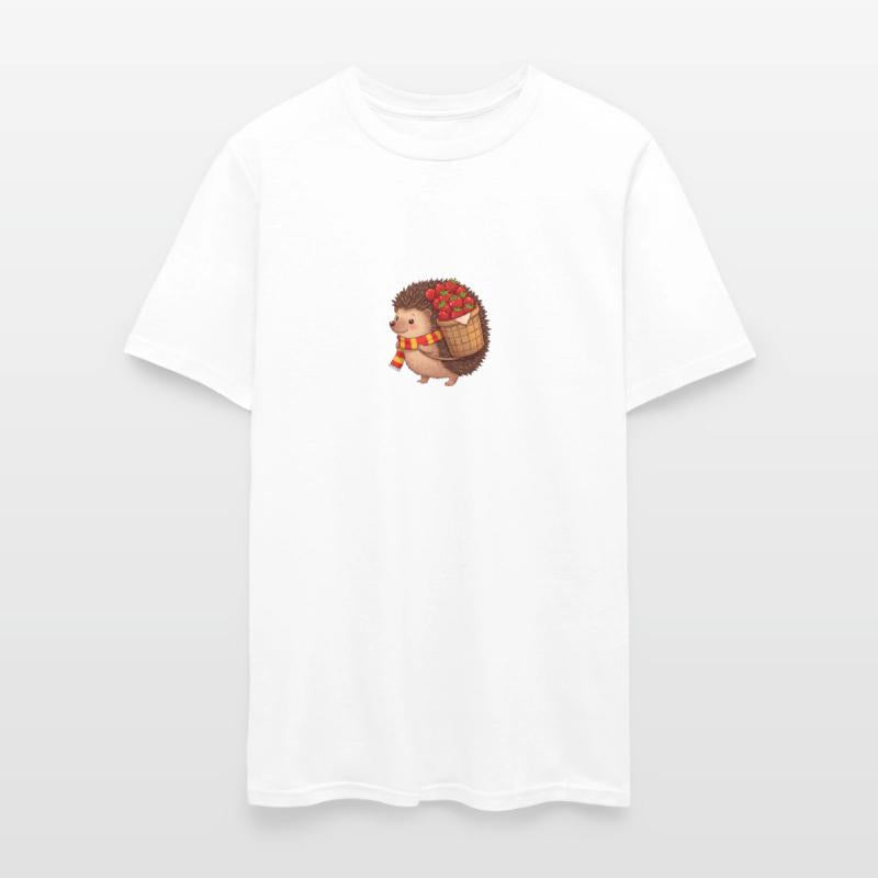 A hedgehog carrying strawberries on its back.