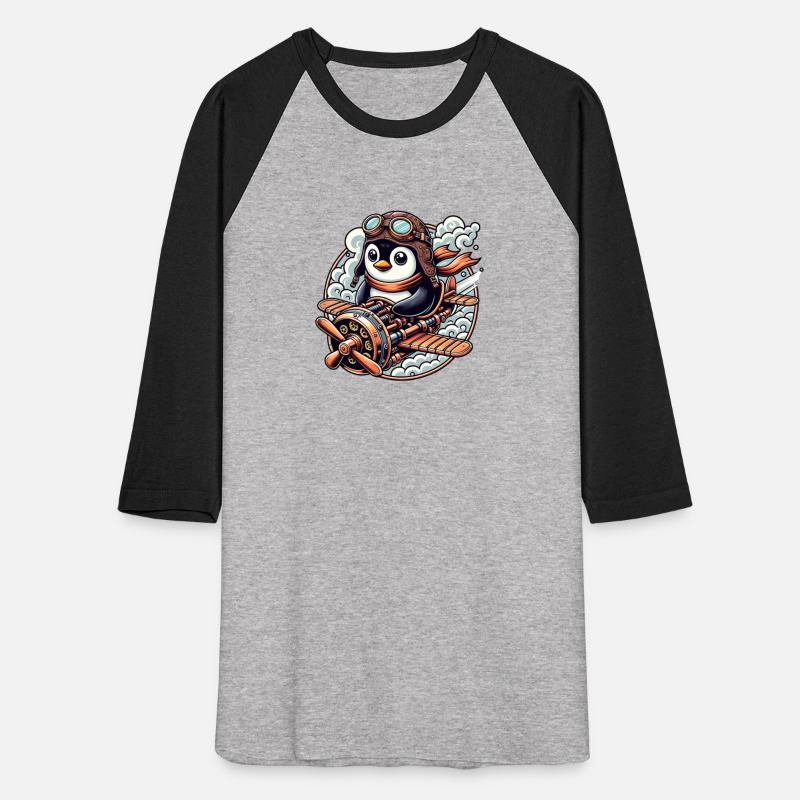 Adventurous Penguin Pilot on Steampunk Plane