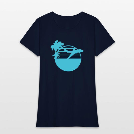 Airplane Palm Trees Flying Beach Stripes Sea Trip