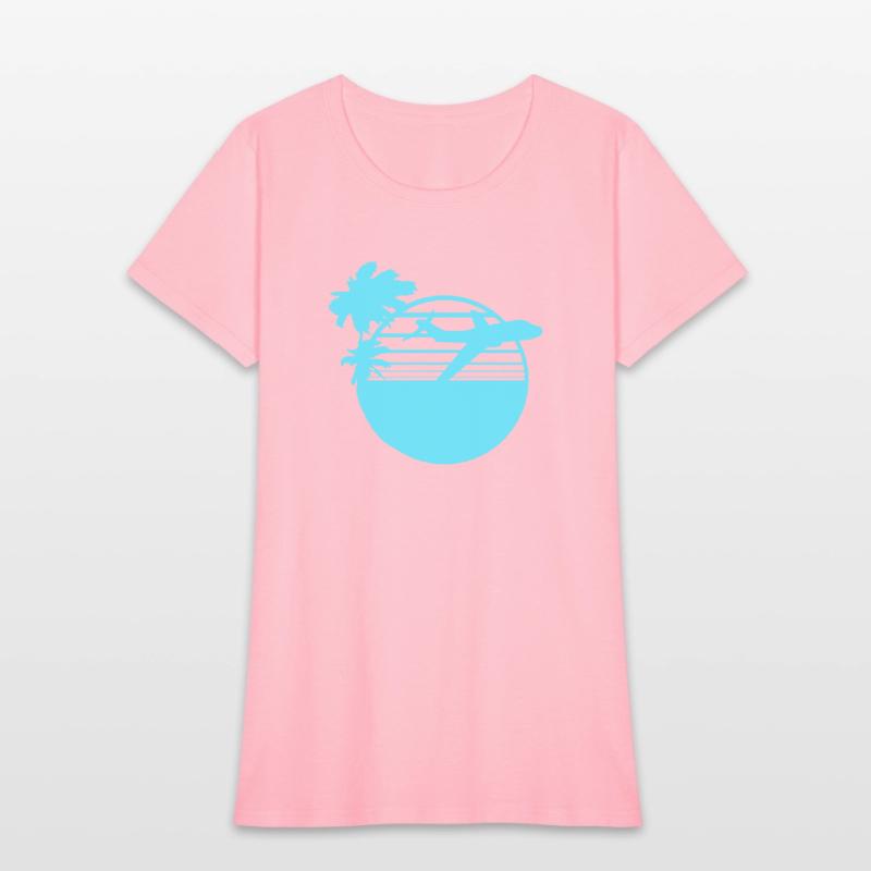 Airplane Palm Trees Flying Beach Stripes Sea Trip