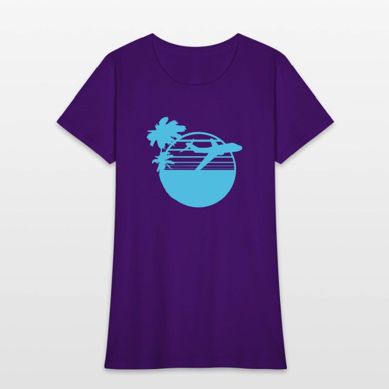 Airplane Palm Trees Flying Beach Stripes Sea Trip