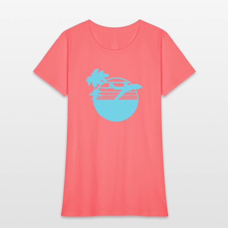 Airplane Palm Trees Flying Beach Stripes Sea Trip