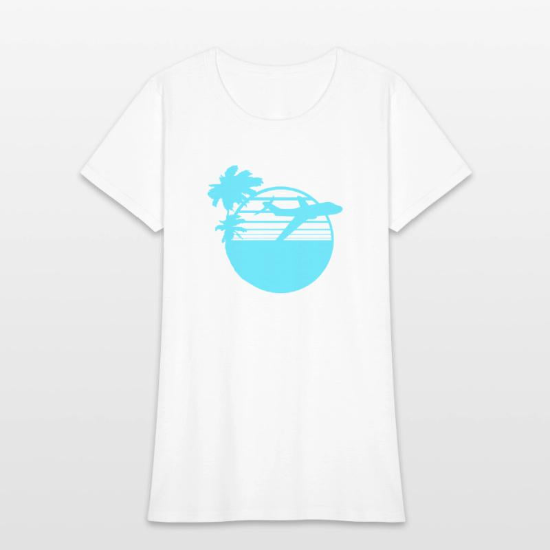 Airplane Palm Trees Flying Beach Stripes Sea Trip