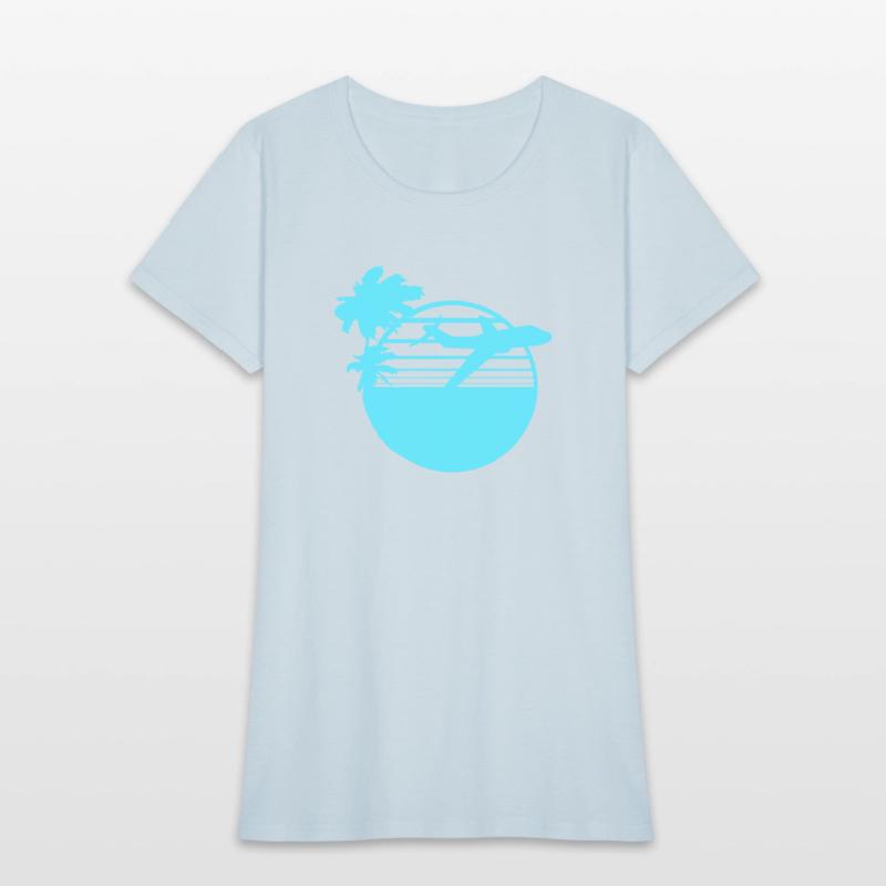 Airplane Palm Trees Flying Beach Stripes Sea Trip