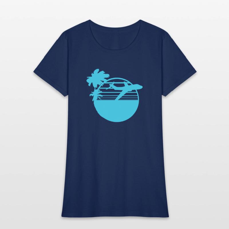 Airplane Palm Trees Flying Beach Stripes Sea Trip