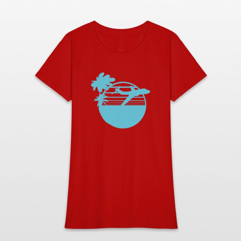 Airplane Palm Trees Flying Beach Stripes Sea Trip