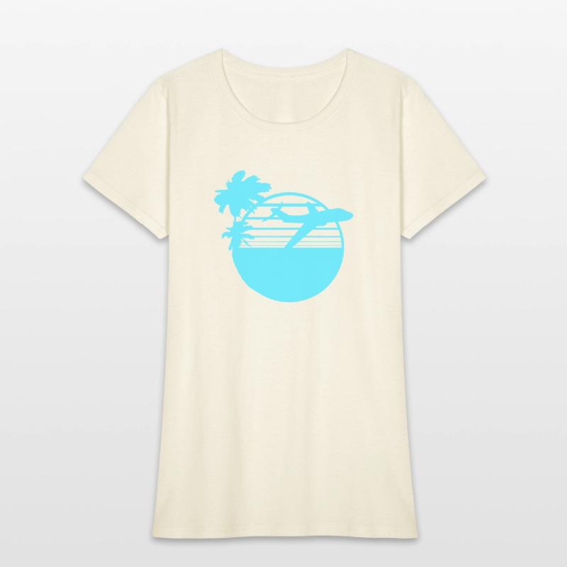 Airplane Palm Trees Flying Beach Stripes Sea Trip