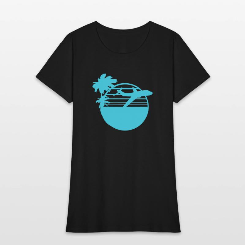 Airplane Palm Trees Flying Beach Stripes Sea Trip