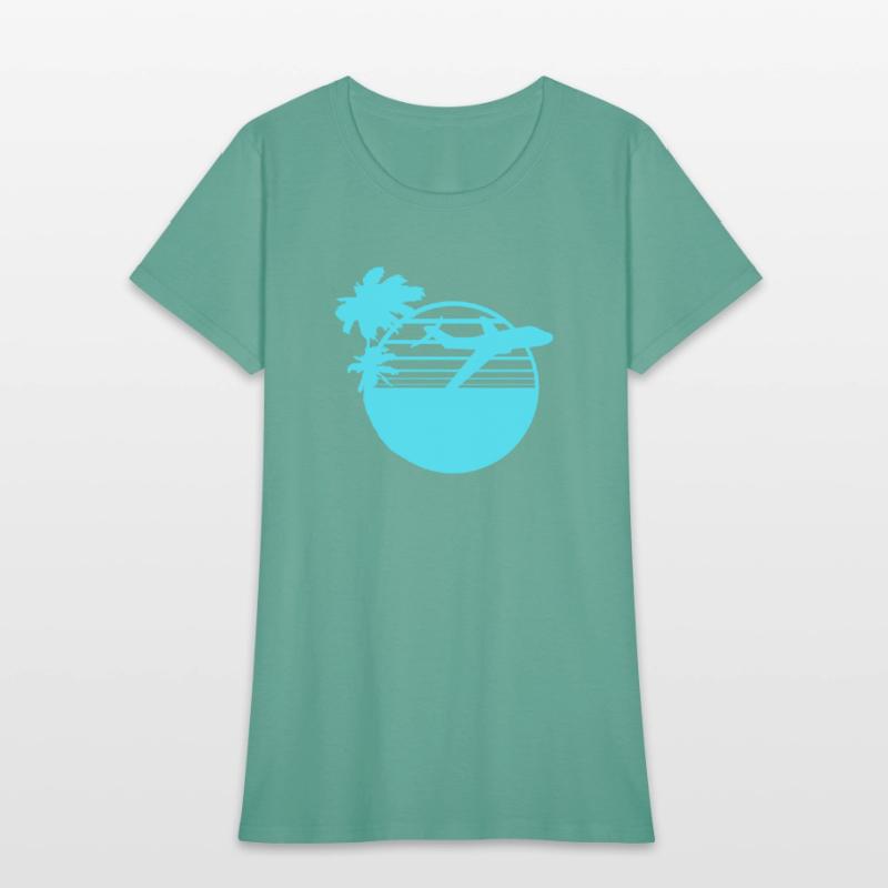 Airplane Palm Trees Flying Beach Stripes Sea Trip