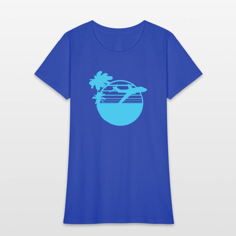 Airplane Palm Trees Flying Beach Stripes Sea Trip