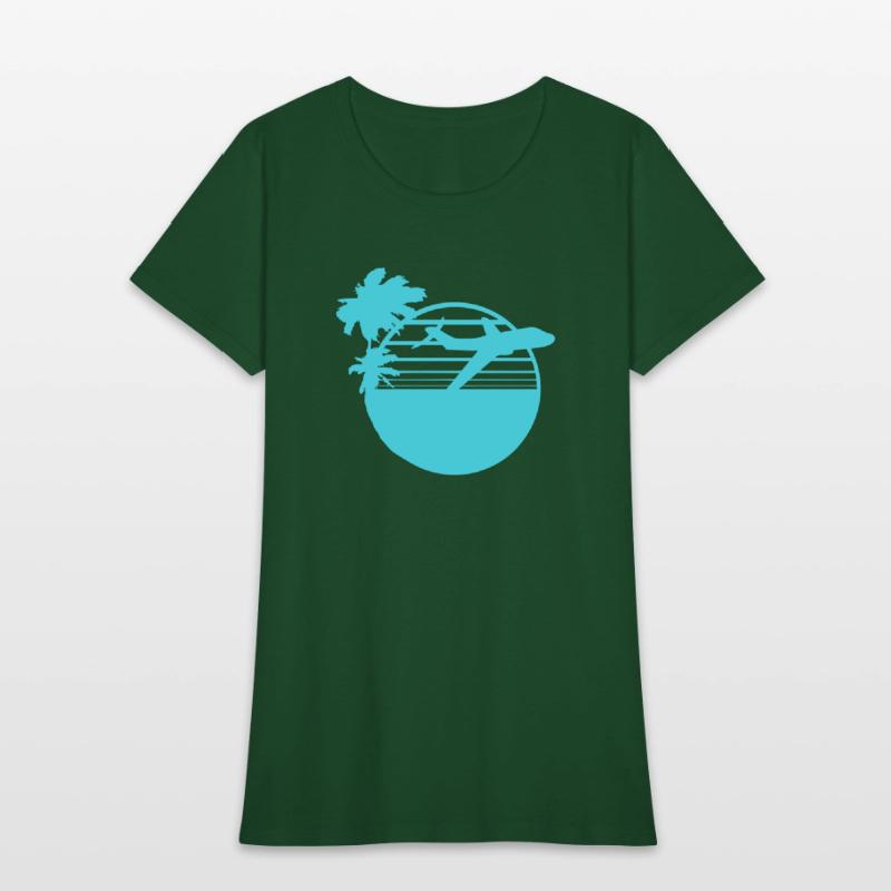 Airplane Palm Trees Flying Beach Stripes Sea Trip