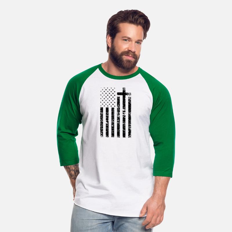Christian Distressed black USA Flag Cross Have F