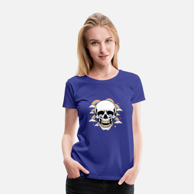 Crying Skull with Rainbows – Dark Humor Aesthetic
