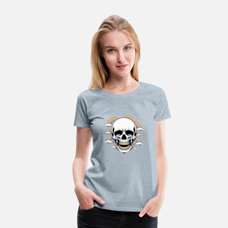 Crying Skull with Rainbows – Dark Humor Aesthetic
