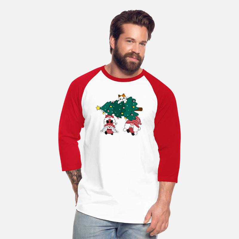 cute funny gnome with cat and Christmas tree