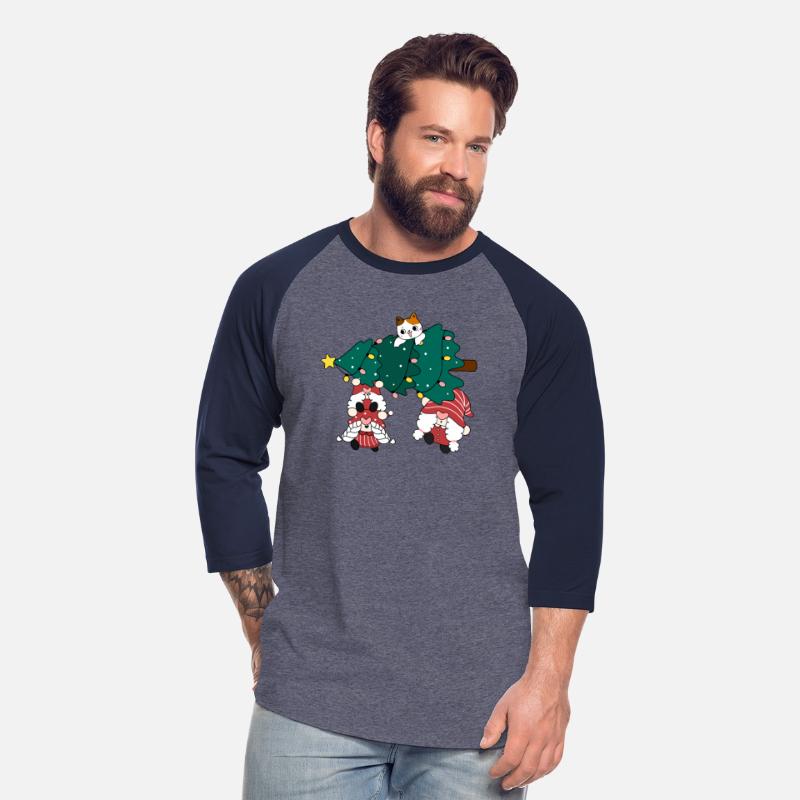 cute funny gnome with cat and Christmas tree