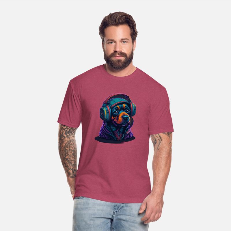 Cute Rottweiler Dog Wearing Headset for Gamer