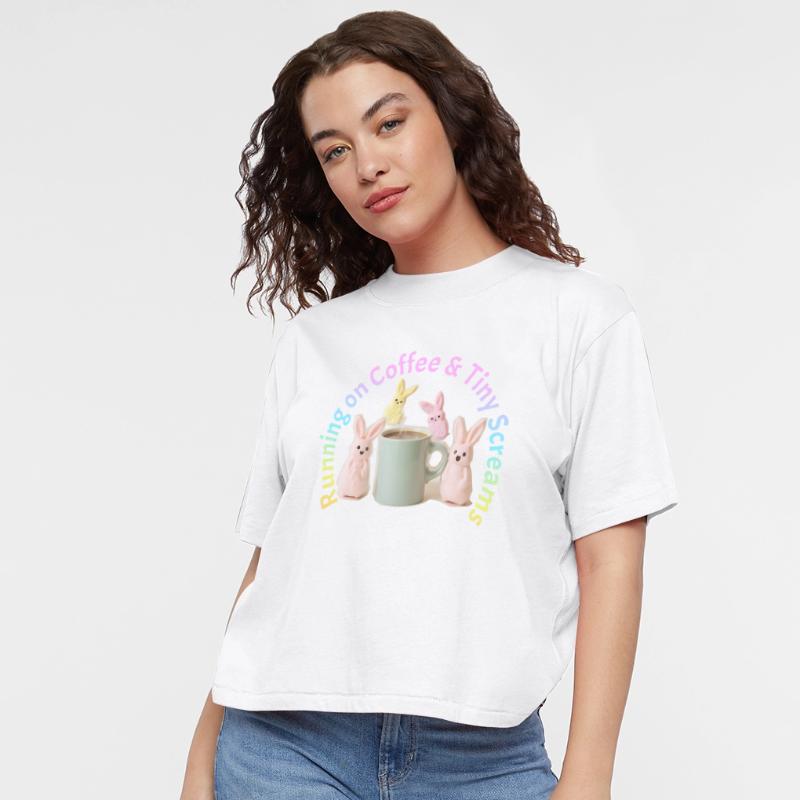 Running on Coffee and Tiny Screams Funny Mom Shirt