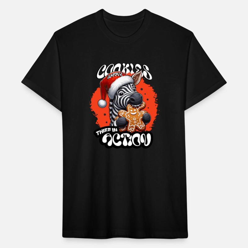 Santa’s Cookie Thief in Action! Red Zebra T-Shirt