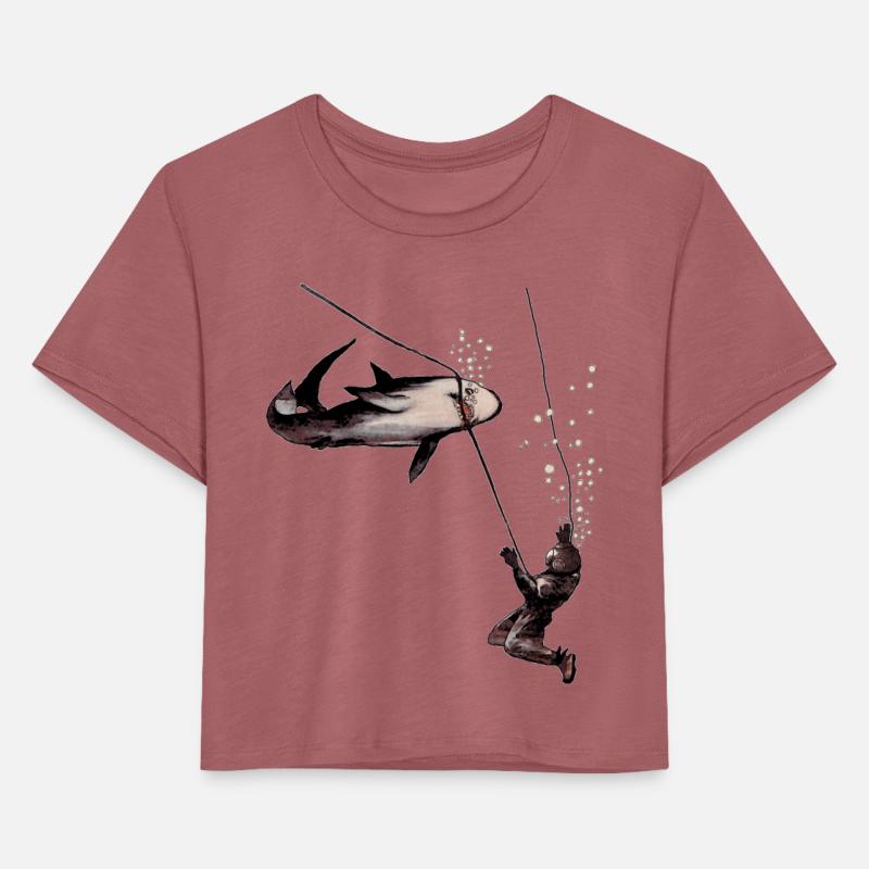 Shark Attack on a Vintage Helmet Diving Diver URM