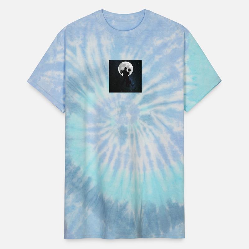 Silhouetted Couple Under Full Moon