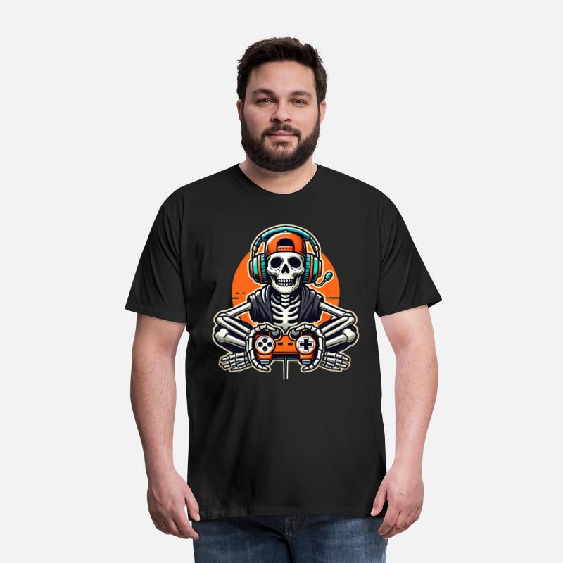 Skeleton Gamer Funny Retro Gaming Skull Art