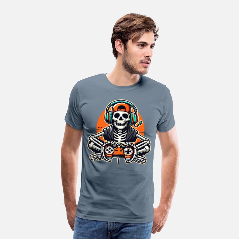 Skeleton Gamer Funny Retro Gaming Skull Art