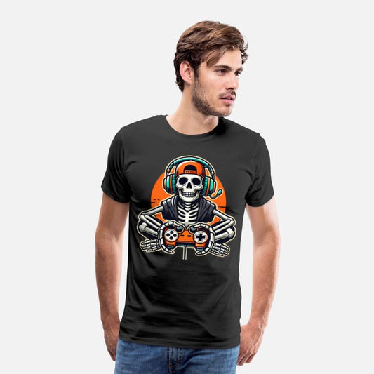 Skeleton Gamer Funny Retro Gaming Skull Art
