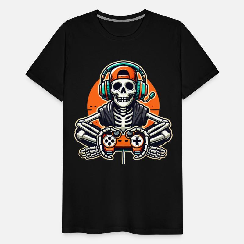 Skeleton Gamer Funny Retro Gaming Skull Art