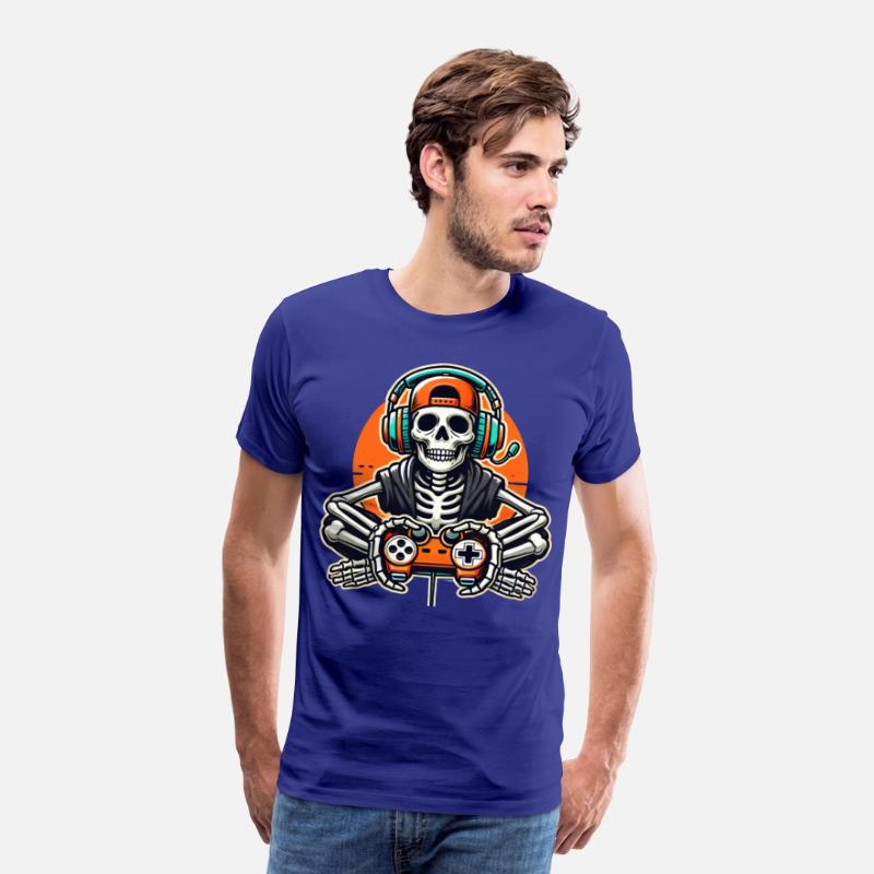 Skeleton Gamer Funny Retro Gaming Skull Art