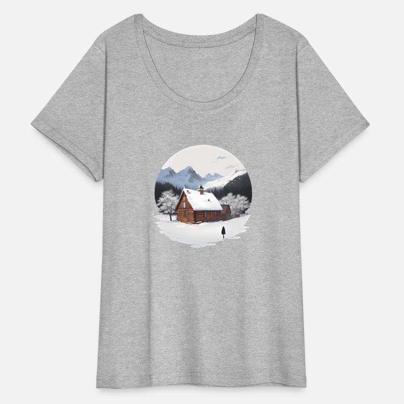 Snowy Cabin in Mountains