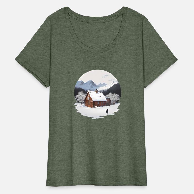 Snowy Cabin in Mountains