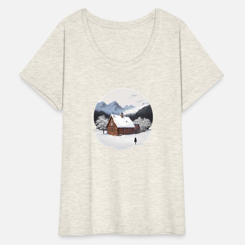 Snowy Cabin in Mountains