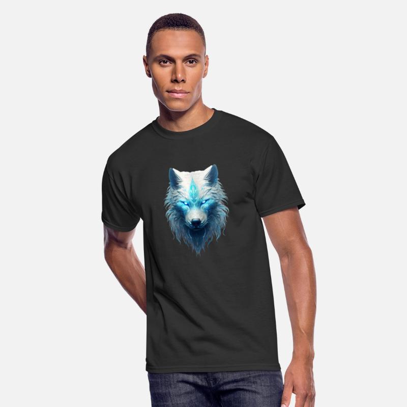 Spirit animal wolf with glowing blue tribal marks