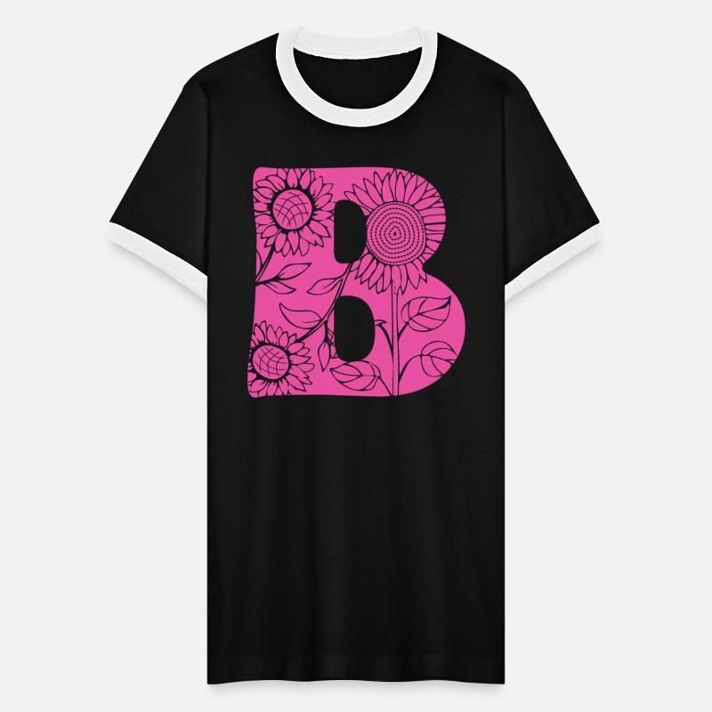 Stylized capital letter B initial and sunflowers