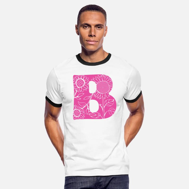 Stylized capital letter B initial and sunflowers