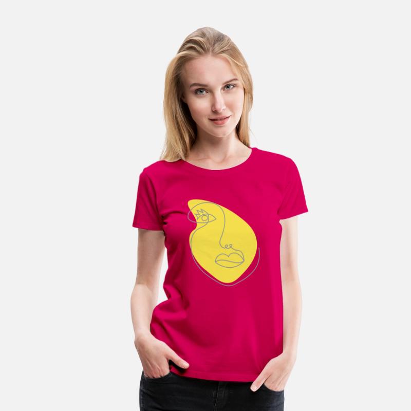 Surreal girls face drawing in outline style