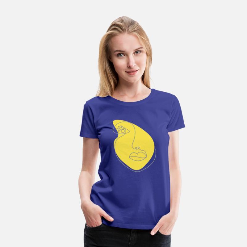 Surreal girls face drawing in outline style