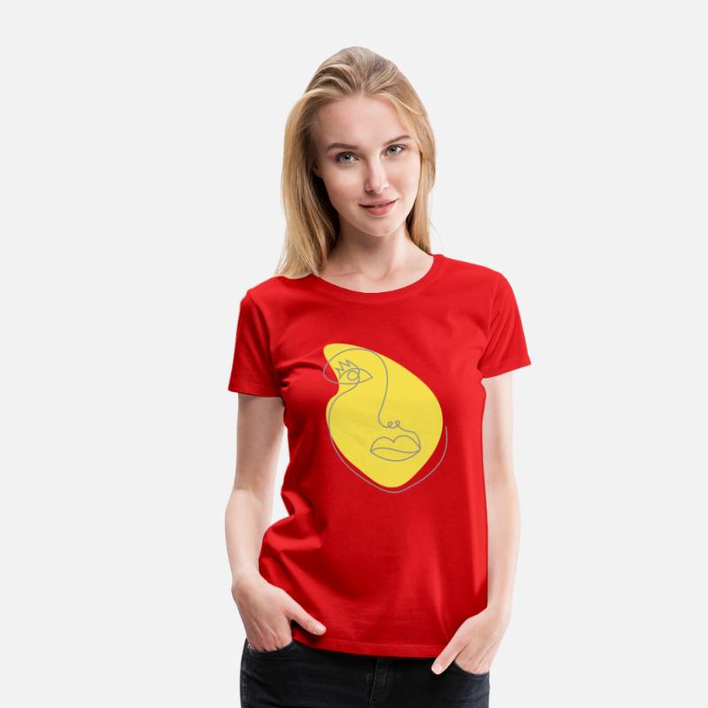 Surreal girls face drawing in outline style