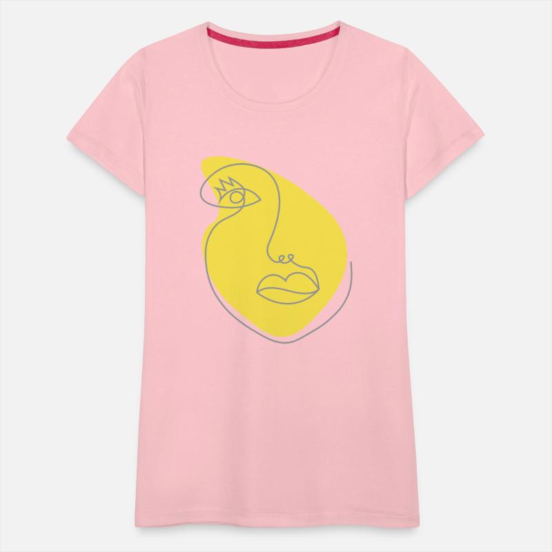 Surreal girls face drawing in outline style