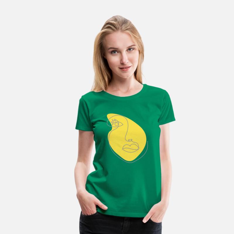 Surreal girls face drawing in outline style